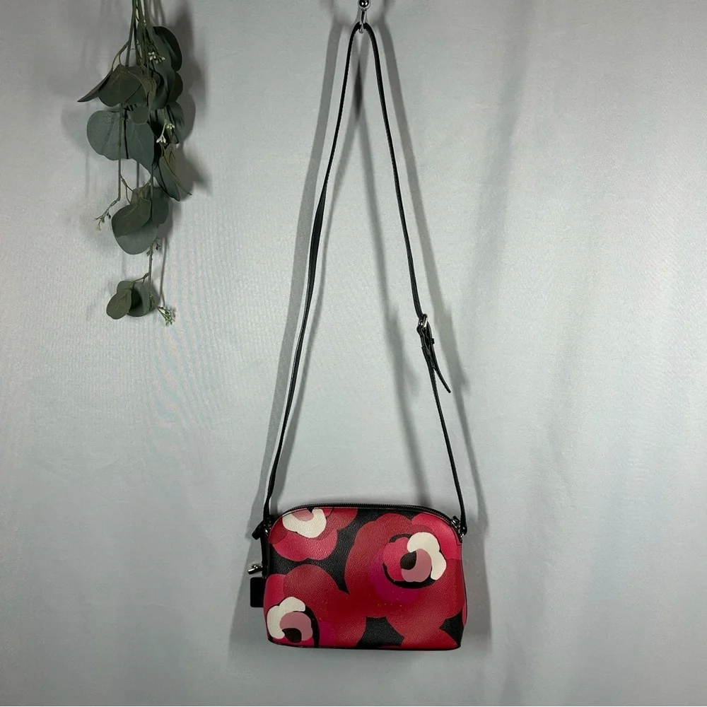 Kate Spade | Leather Floral Crossbody Red Black